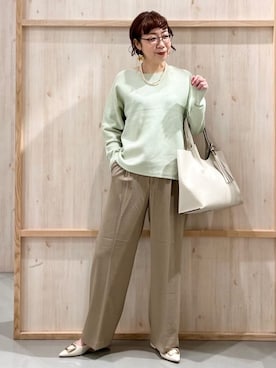 「THE SHOP TK （ザ ショップ ティーケー ）の【S-XLサイズ/選べる6色】どこから見ても美しい ガーターニット/洗濯機OK（ニット/セーター、グリーン系）」を使った、nakoさん（レディース）の冬コーディネート