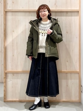 「THE SHOP TK （ザ ショップ ティーケー ）のオブリックトゥパンプス（パンプス）」を使った、nakoさん（レディース・158cm）の冬コーディネート