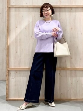 「THE SHOP TK （ザ ショップ ティーケー ）の【S-XLサイズ/選べる6色】どこから見ても美しい ガーターニット/洗濯機OK（ニット/セーター、パープル系）」を使った、nakoさん（レディース）の冬コーディネート