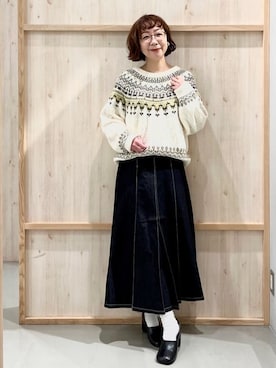 「THE SHOP TK （ザ ショップ ティーケー ）のオブリックトゥパンプス（パンプス）」を使った、nakoさん（レディース・158cm）の冬コーディネート
