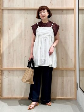 「THE SHOP TK （ザ ショップ ティーケー ）のアイテム（トートバッグ）」を使った、nakoさん（レディース・158cm）の夏コーディネート