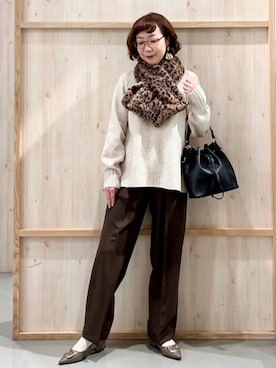 「THE SHOP TK （ザ ショップ ティーケー ）のふんわり柔らかきれい色 ウール混ハイネックニット（ニット/セーター、ホワイト系）」を使った、nakoさん（レディース）の冬コーディネート