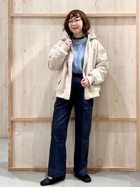「THE SHOP TK （ザ ショップ ティーケー ）の【2WAY/洗える】リバーシブル フェイクファーブルゾン（ブルゾン、ベージュ系）」を使った、nakoさん（レディース）の冬コーディネート