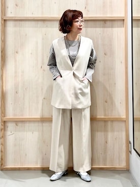 「THE SHOP TK （ザ ショップ ティーケー ）のアイテム（ベスト）」を使った、nakoさん（レディース・158cm）の春コーディネート