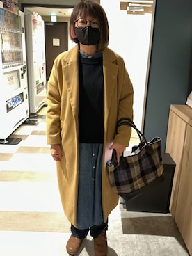「アイテム（シャツワンピース）」を使った、吳綾人さん（レディース・158cm）の秋コーディネート