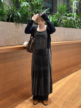 「ベロア」｜「アイテム（ワンピース/ドレス）」を使った、hono🍳さん（レディース・157cm）の冬コーディネート