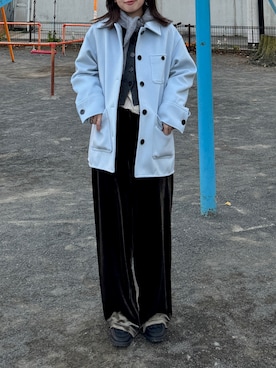 「アイテム（ステンカラーコート）」を使った、hono🍳さん（レディース・157cm）の冬コーディネート