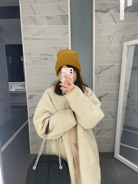 「OLIVE des OLIVE（オリーブデオリーブ）のアイテム（ノーカラージャケット）」を使った、pinxkoさん（レディース・152cm）の冬コーディネート