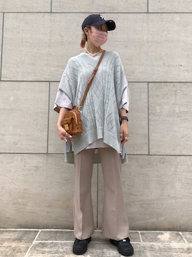 「Torenia（トレニア）のTorenia/トレニア/フレアパンツ（その他パンツ、ベージュ系）」を使った、オダジマ ミユキ【LHP WOMEN】さん（レディース・160cm）の夏コーディネート
