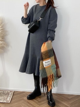 「fifth（フィフス）の中綿ショートダウンコート（ダウンジャケット/コート）」を使った、minminmaaaさん（レディース・168cm）の冬コーディネート