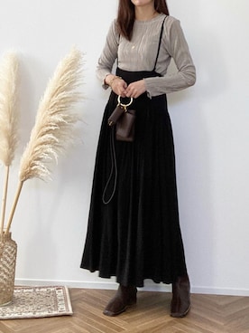 「CLANE（クラネ）のアイテム（スカート）」を使った、minminmaaaさん（レディース・168cm）の秋コーディネート