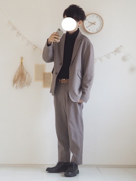 「WYM LIDNM（ウィム バイ リドム）のRELAX DRAPE SET-UP/セットアップ（セットアップ）」を使った、ぺいさん（メンズ・168cm）の秋コーディネート