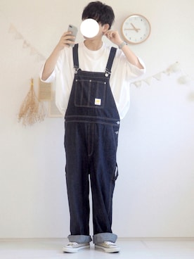 「半袖シャツ」｜「アイテム（サロペット/オーバーオール）」を使った、ぺいさん（メンズ・168cm）の夏コーディネート