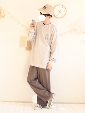 「remer（リメール）のloose tuck wide slacks PT/ルーズタックワイドスラックスパンツ（スラックス）」を使った、ぺいさん（メンズ・168cm）の春コーディネート