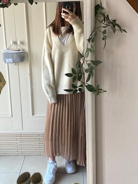 「ゆるニット」｜uさん（レディース・162cm）の冬コーディネート