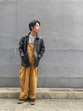 「schott（ショット）のアイテム（オールインワン・サロペット）」を使った、kenshinさん（メンズ・162cm）の秋コーディネート