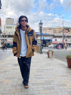 「ベロア」｜「アイテム（ダウンジャケット/コート）」を使った、kenshinさん（メンズ・162cm）の秋コーディネート