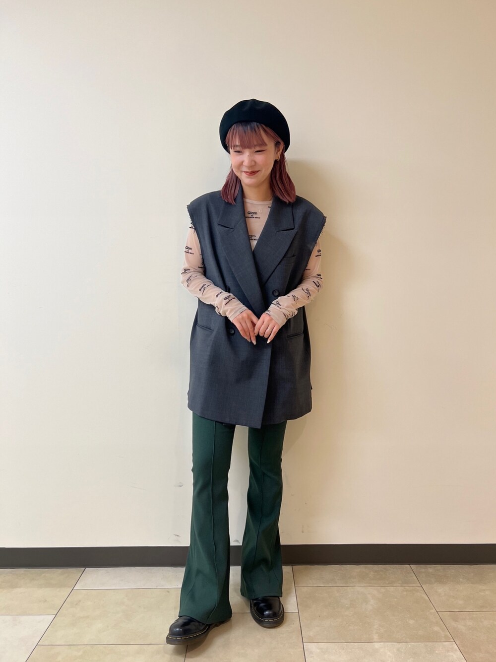 Back Slit Cut off Over Gilet/バックスリットカットオフオーバージレ