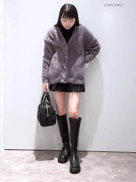 「Heather（ヘザー）の【累計10万本】楽ちんなのに美脚！秋冬No.1ブーツ　インヒールストレッチロングブーツ　571563（ブーツ）」を使った、みくさん（レディース・155cm）の冬コーディネート