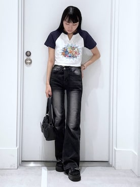 「FOREVER 21（フォーエバー トゥエンティーワン）のアイテム（ハンドバッグ）」を使った、みくさん（レディース・155cm）の夏コーディネート