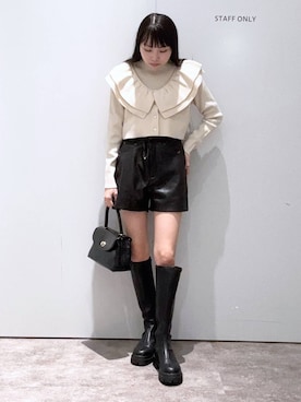 「Heather（ヘザー）の【累計10万本】楽ちんなのに美脚！秋冬No.1ブーツ　インヒールストレッチロングブーツ　571563（ブーツ）」を使った、みくさん（レディース・155cm）の秋コーディネート