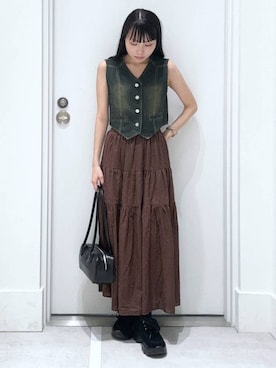 「アイテム（ボストンバッグ）」を使った、みくさん（レディース・155cm）の夏コーディネート