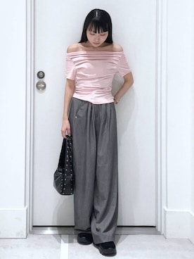 「アイテム（モカシン/デッキシューズ）」を使った、みくさん（レディース・155cm）の夏コーディネート
