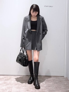 「Heather（ヘザー）の【累計10万本】楽ちんなのに美脚！秋冬No.1ブーツ　インヒールストレッチロングブーツ　571563（ブーツ）」を使った、みくさん（レディース・155cm）の秋コーディネート