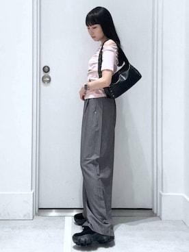 「アイテム（モカシン/デッキシューズ）」を使った、みくさん（レディース・155cm）の秋コーディネート