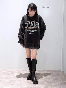 「Heather（ヘザー）の【累計10万本】楽ちんなのに美脚！秋冬No.1ブーツ　インヒールストレッチロングブーツ　571563（ブーツ）」を使った、みくさん（レディース・155cm）の秋コーディネート