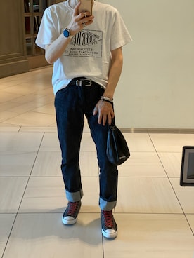 「アイテム（ハット）」を使った、朧さん（メンズ・172cm）の夏コーディネート