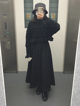 「ZARA（ザラ）のアイテム（ニット/セーター、ブラック系）」を使った、watergirlさん（レディース・158cm）の秋コーディネート