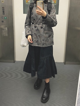 「SPINNS（スピンズ）のアイテム（ジャケット/アウター、グレー系）」を使った、watergirlさん（レディース・158cm）の秋コーディネート