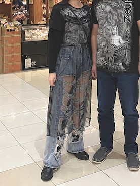 「河原町フラミンゴで購入のアイテム（デニムパンツ、ブルー系）」を使った、watergirlさん（レディース・158cm）の秋コーディネート