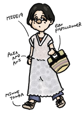 「MEDE19F（メデジュウキュウ）のアイテム（ワンピース/ドレス）」を使った、akariさん（レディース・152cm）の秋コーディネート