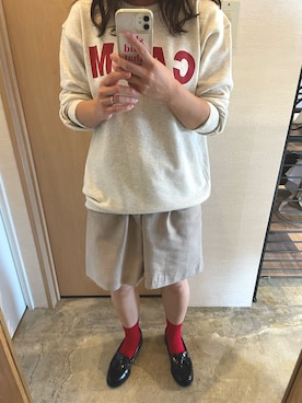 「index（インデックス）のアイテム（その他パンツ、ベージュ系）」を使った、ねっちさん（レディース・151cm）の秋コーディネート