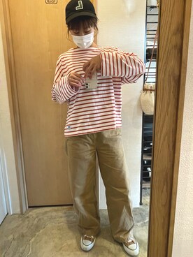 「orcival」｜「アイテム（チノパンツ）」を使った、ねっちさん（レディース・151cm）の秋コーディネート