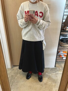 「CALMのアイテム（ショルダーバッグ、ホワイト系）」を使った、ねっちさん（レディース・151cm）の秋コーディネート