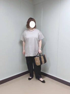 「小花柄」｜「アイテム（バレエシューズ）」を使った、naさん（レディース・155cm）の春コーディネート