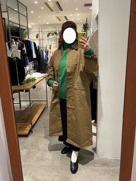 「PUAL CE CIN（ピュアルセシン）のアイテム（ステンカラーコート）」を使った、naさん（レディース・155cm）の秋コーディネート