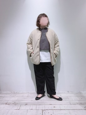「PUAL CE CIN（ピュアルセシン）のアイテム（ノーカラーコート）」を使った、naさん（レディース・155cm）の冬コーディネート