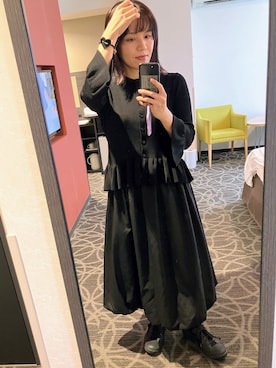 「agnes b.（アニエスベー）のWEB限定 ハートモチーフヘアゴム HA03-01（ヘアゴム、ブラック系）」を使った、lunayumiさん（レディース・161cm）の春コーディネート