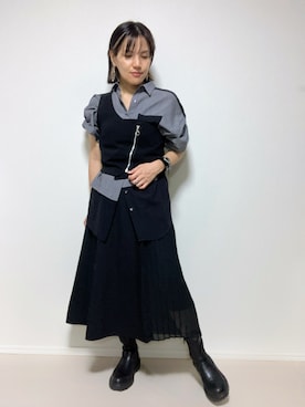 「アイテム（オールインワン・サロペット）」を使った、lunayumiさん（レディース・161cm）の秋コーディネート