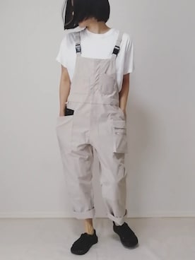 「真夏のアクティブスタイル」｜「アイテム（サロペット/オーバーオール）」を使った、lunayumiさん（レディース・161cm）の夏コーディネート