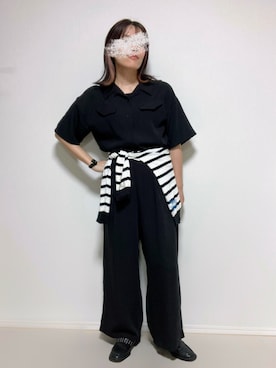 「TOMMY Hers（トミー ハーズ）のCASEY BD CARDI（カーディガン/ボレロ、ブラック系）」を使った、lunayumiさん（レディース・161cm）の春コーディネート