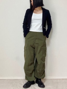 「いまどきジャケット写真」｜「アイテム（カーゴパンツ）」を使った、lunayumiさん（レディース・161cm）の春コーディネート