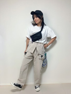 「アイテム（サロペット/オーバーオール）」を使った、lunayumiさん（レディース・161cm）の夏コーディネート