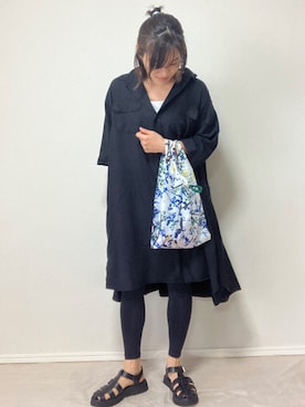 「JEANASIS（ジーナシス）のアイテム（シャツワンピース）」を使った、lunayumiさん（レディース・161cm）の夏コーディネート