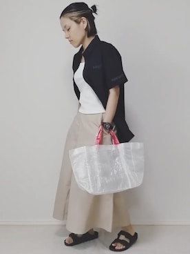 「ショート丈トップス」｜「アイテム（アナログ腕時計）」を使った、lunayumiさん（レディース・161cm）の夏コーディネート