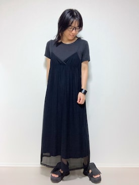 「アイテム（バングル/リストバンド、ブラック系）」を使った、lunayumiさん（レディース・161cm）の夏コーディネート